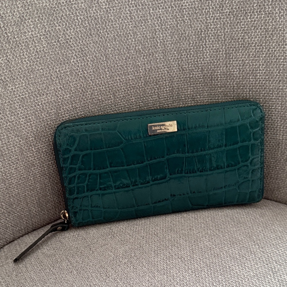 Kate Spade Teal Croc-Embossed Wallet